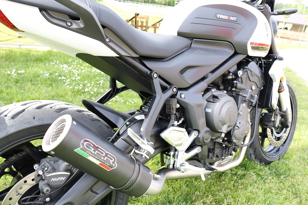 GPR exhaust compatible with  Triumph Trident 660 2021-2024, M3 Black Titanium, full system exhaust legal for UK and non-EU countries including removable db killer 