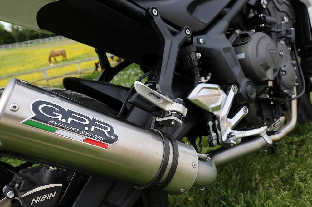 GPR exhaust compatible with  Triumph Trident 660 2021-2024, M3 Titanium Natural, full system exhaust legal for UK and non-EU countries including removable db killer 