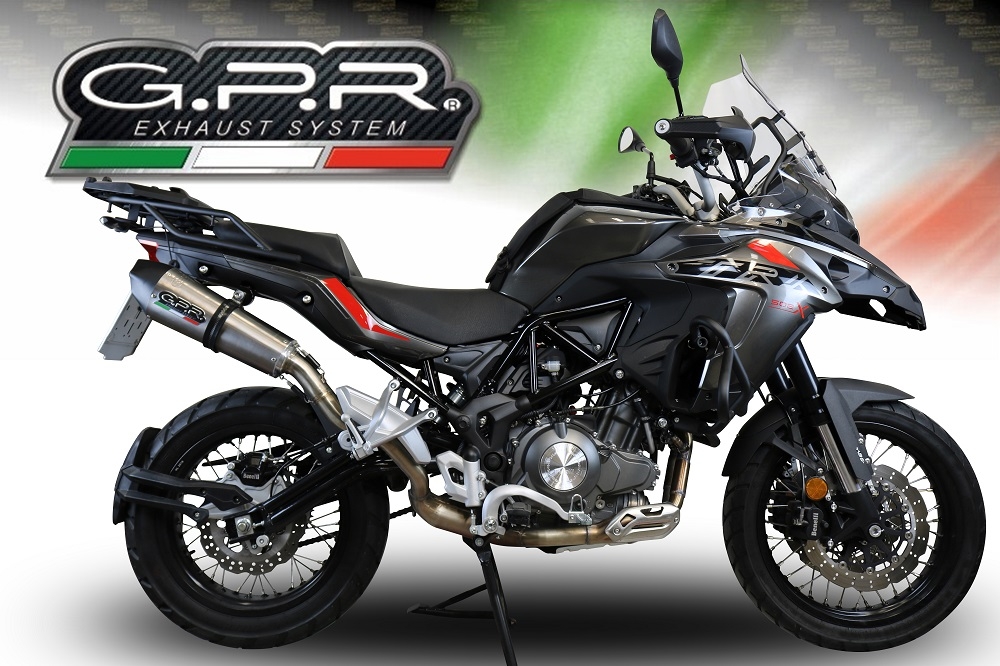 GPR exhaust compatible with  Benelli Trk 502 X 2017-2020, GP Evo4 Titanium, Homologated legal slip-on exhaust including removable db killer and link pipe 