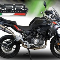 GPR exhaust compatible with  Benelli Trk 502 X 2017-2020, GP Evo4 Titanium, Homologated legal slip-on exhaust including removable db killer and link pipe 