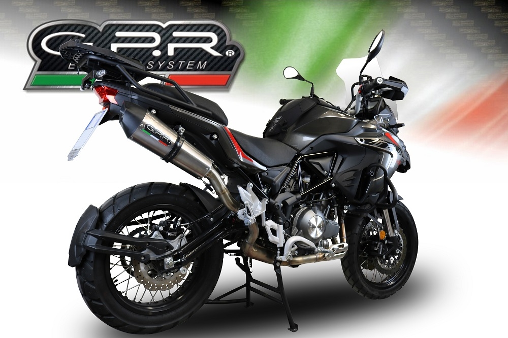 GPR exhaust compatible with  Benelli Trk 502 X 2017-2020, GP Evo4 Titanium, Homologated legal slip-on exhaust including removable db killer and link pipe 