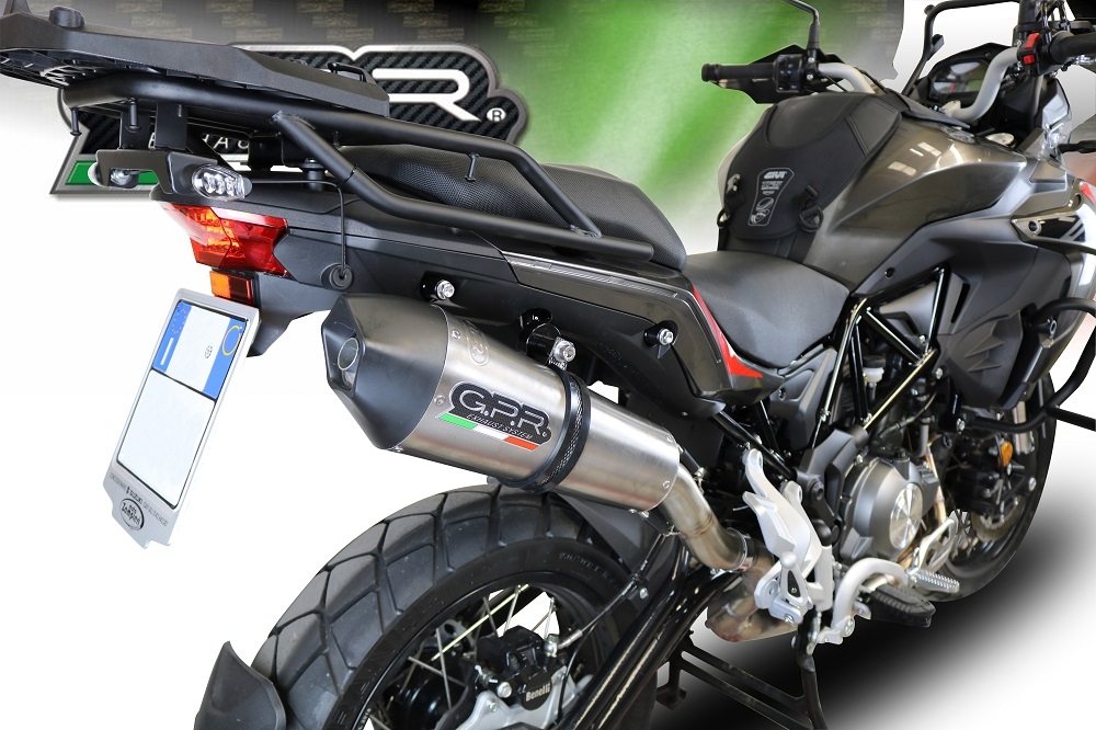 GPR exhaust compatible with  Benelli Trk 502 X 2017-2020, GP Evo4 Titanium, Homologated legal slip-on exhaust including removable db killer and link pipe 