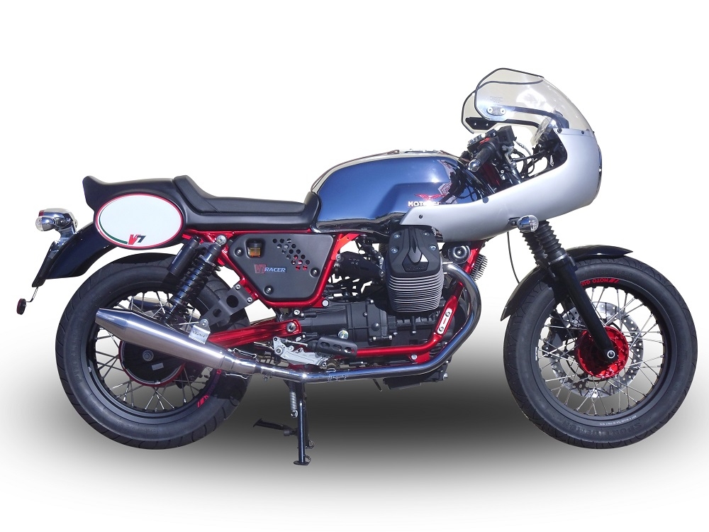 GPR exhaust compatible with  Moto Guzzi V7 (I - II) Racer  2010-2016, Vintacone , Dual Homologated legal slip-on exhaust including removable db killers and link pipes 