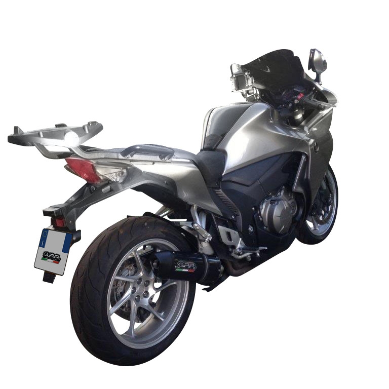 GPR exhaust compatible with  Honda Vfr 1200 F I.E. 2010-2016, Furore Nero, Homologated legal slip-on exhaust including removable db killer and link pipe 