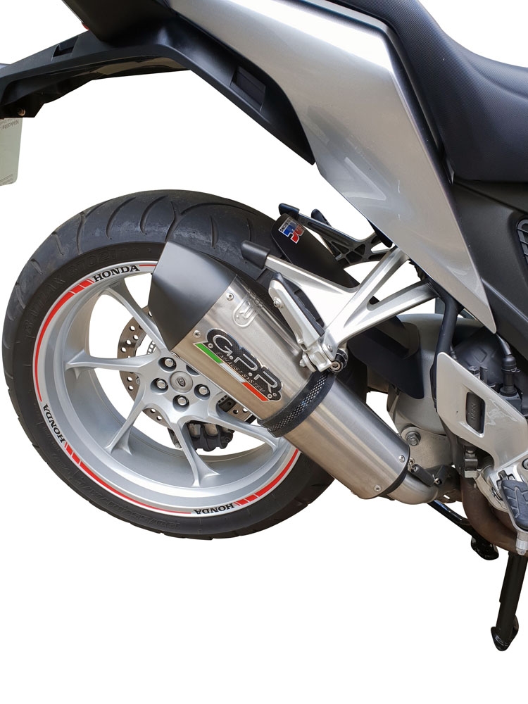 GPR exhaust compatible with  Honda Vfr 1200 F I.E. 2010-2016, Gpe Ann. titanium, Homologated legal slip-on exhaust including removable db killer and link pipe 