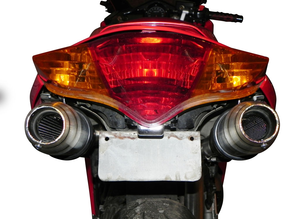 GPR exhaust compatible with  Honda Vfr 800 V-Tec 2002-2013, Deeptone Inox, Dual Homologated legal slip-on exhaust including removable db killers and link pipes 