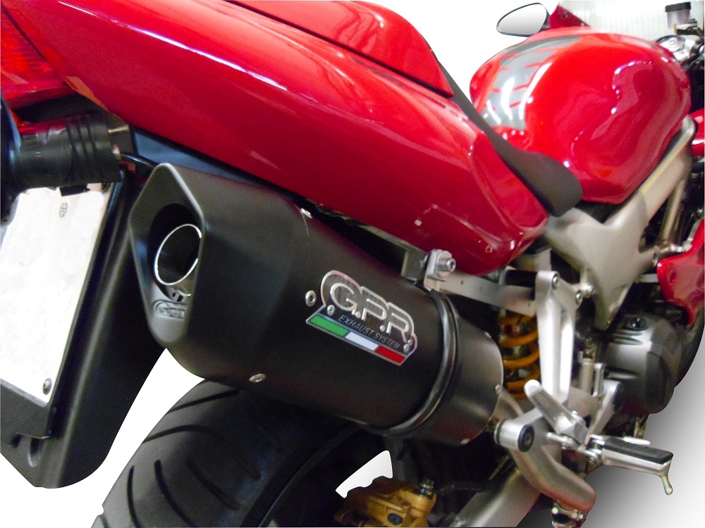 GPR exhaust compatible with  Honda Vtr 1000 F Firestorm  1997-2007, Furore Poppy, Dual Homologated legal slip-on exhaust including removable db killers and link pipes 