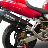 GPR exhaust compatible with  Honda Vtr 1000 F Firestorm  1997-2007, Furore Nero, Dual Homologated legal slip-on exhaust including removable db killers and link pipes 