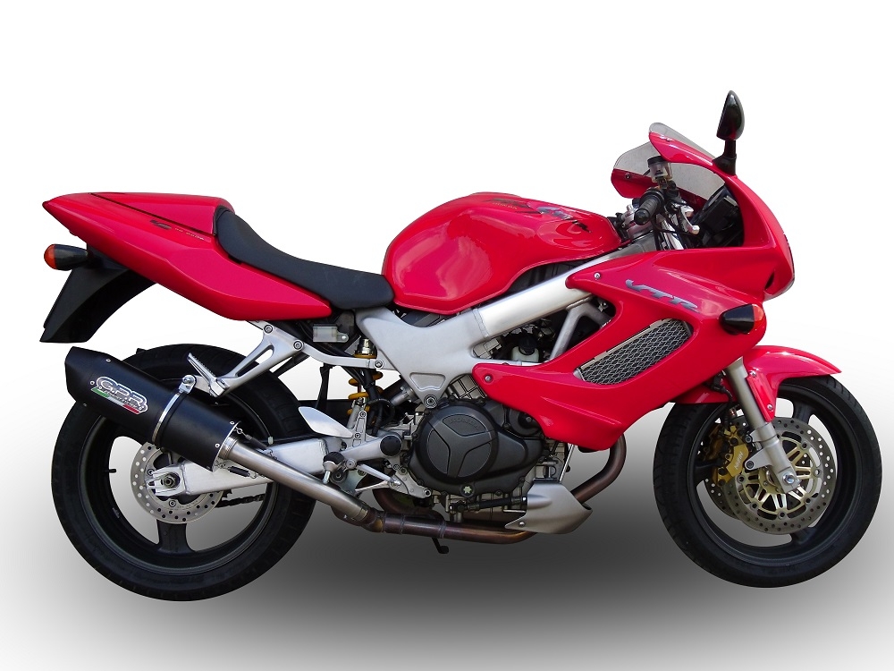 GPR exhaust compatible with  Honda Vtr 1000 F Firestorm  1997-2007, Furore Nero, Dual Homologated legal slip-on exhaust including removable db killers and link pipes 