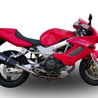 GPR exhaust compatible with  Honda Vtr 1000 F Firestorm  1997-2007, Furore Nero, Dual Homologated legal slip-on exhaust including removable db killers and link pipes 