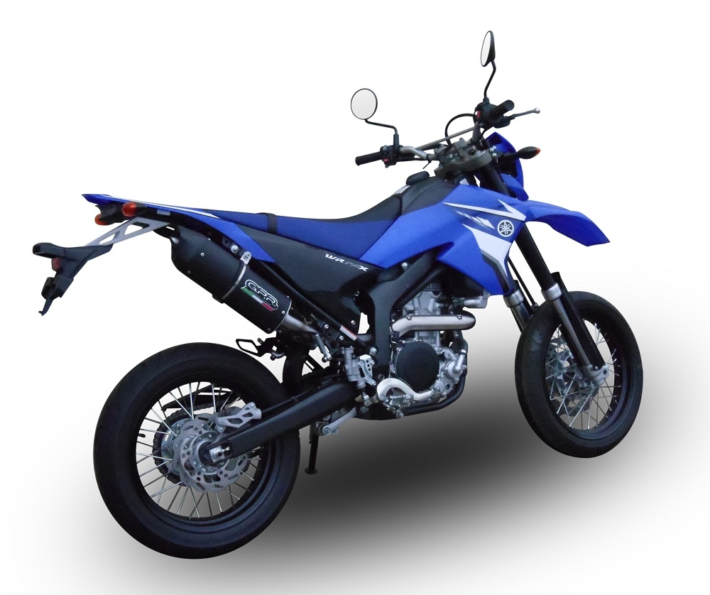 GPR exhaust compatible with  Yamaha WR 250 X-R 2007-2019, Furore Nero, Homologated legal slip-on exhaust including removable db killer and link pipe 