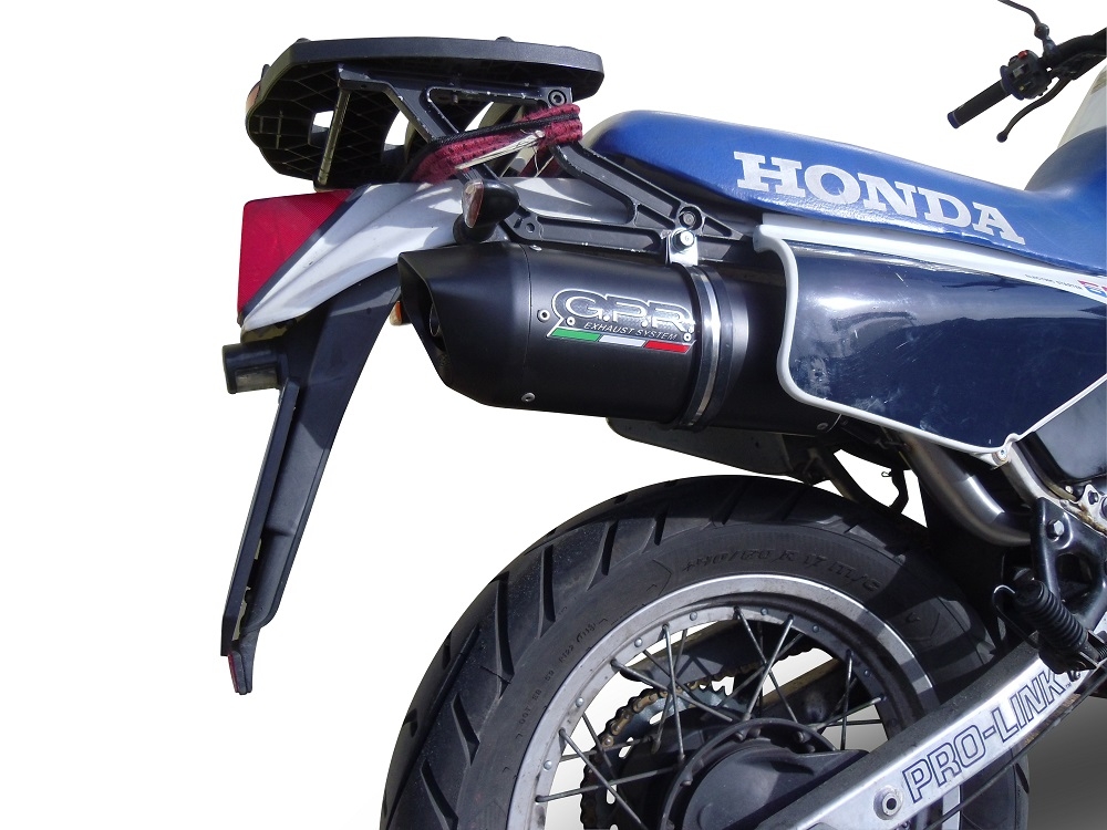 GPR exhaust compatible with  Honda Xl 600 Lm-Rm  1985-1989, Furore Nero, Homologated legal slip-on exhaust including removable db killer and link pipe 