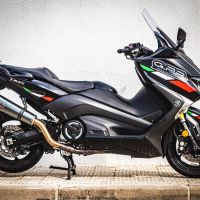 GPR exhaust compatible with  Yamaha T-Max 530 2017-2021, GP Evo4 Poppy, Homologated legal full system exhaust, including removable db killer and catalyst 