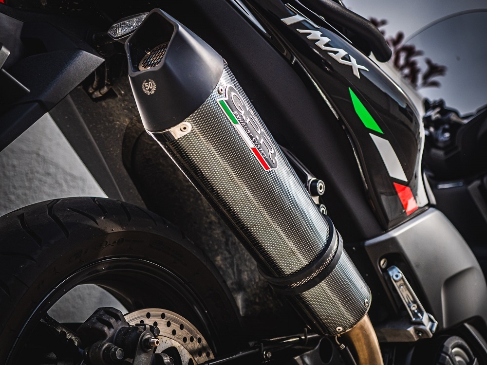 GPR exhaust compatible with  Yamaha T-Max 530 2017-2021, GP Evo4 Poppy, Homologated legal full system exhaust, including removable db killer and catalyst 