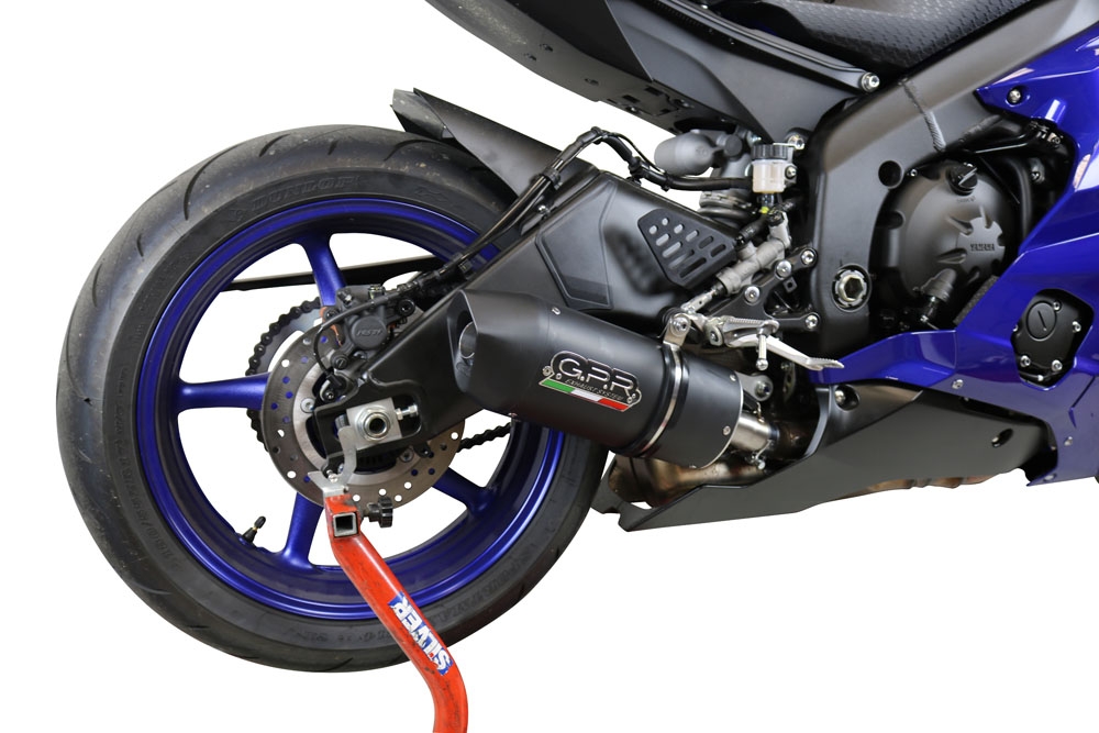 GPR exhaust compatible with  Yamaha Yzf R6 2017-2024, Furore Evo4 Nero, Homologated legal slip-on exhaust including removable db killer and link pipe 