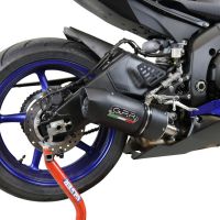 GPR exhaust compatible with  Yamaha Yzf R6 2017-2024, Furore Evo4 Nero, Homologated legal slip-on exhaust including removable db killer and link pipe 