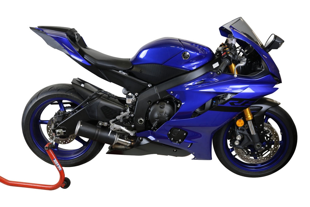 GPR exhaust compatible with  Yamaha Yzf R6 2017-2024, M3 Black Titanium, Homologated legal slip-on exhaust including removable db killer and link pipe 