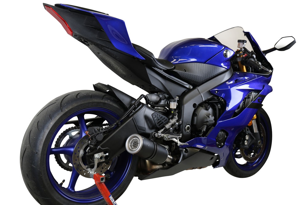 GPR exhaust compatible with  Yamaha Yzf R6 2017-2024, M3 Black Titanium, Homologated legal slip-on exhaust including removable db killer and link pipe 