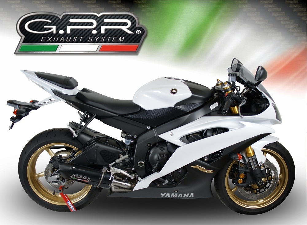 GPR exhaust compatible with  Yamaha Yzf R6 2006-2020, Furore Nero, Homologated legal slip-on exhaust including removable db killer and link pipe 