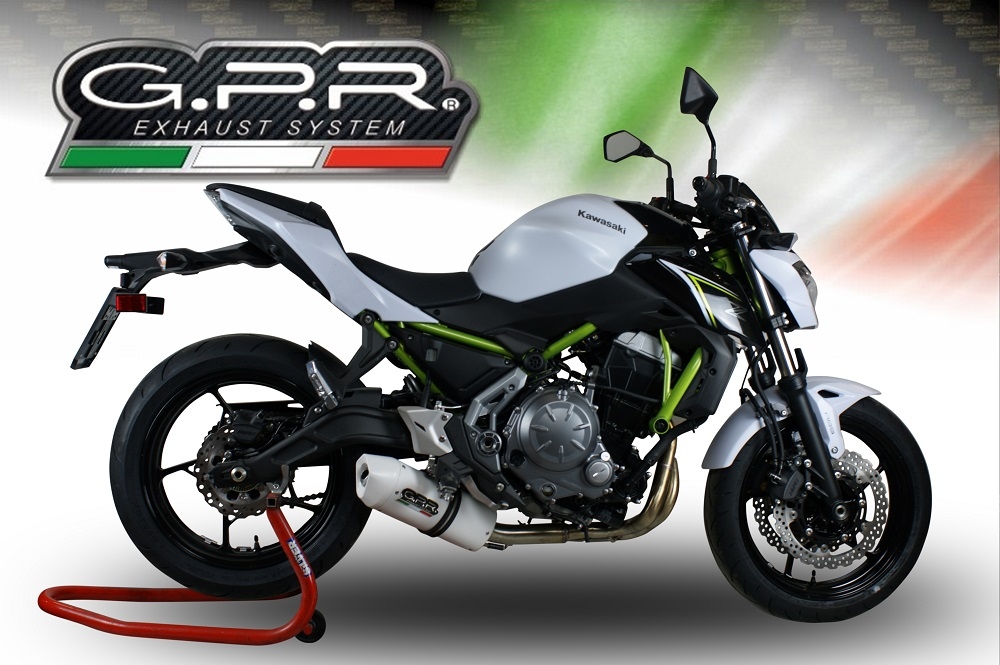 GPR exhaust compatible with  Kawasaki Z 650 2023-2024, Albus Ceramic, full system exhaust legal for UK and non-EU countries including removable db killer 