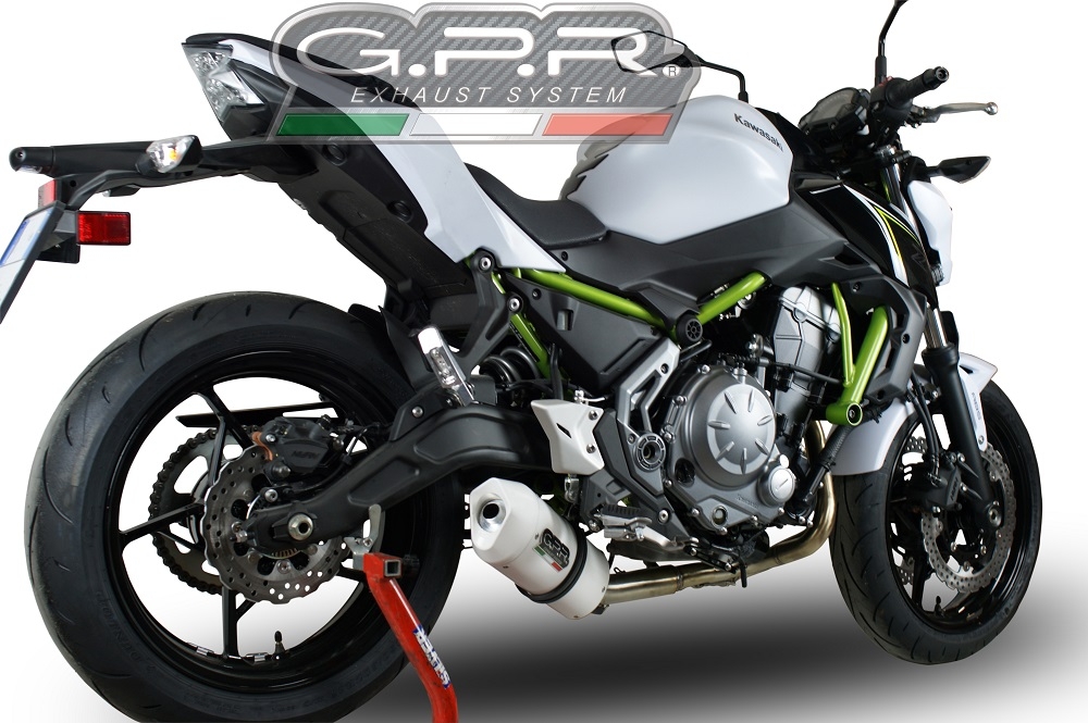 GPR exhaust compatible with  Kawasaki Z 650 2023-2024, Albus Ceramic, full system exhaust legal for UK and non-EU countries including removable db killer 