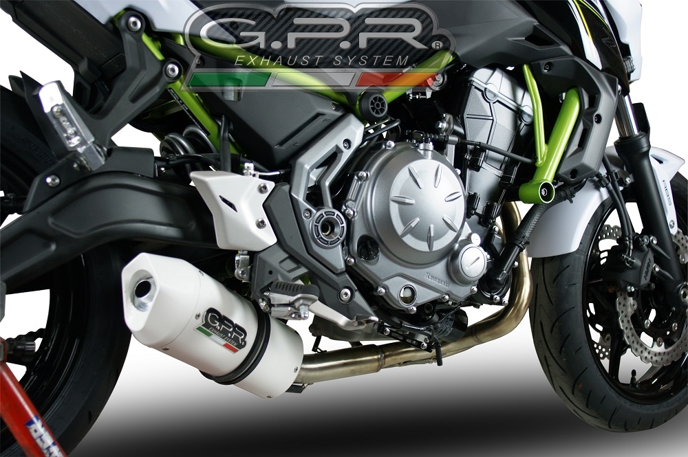 GPR exhaust compatible with  Kawasaki Z 650 2023-2024, Albus Ceramic, full system exhaust legal for UK and non-EU countries including removable db killer 