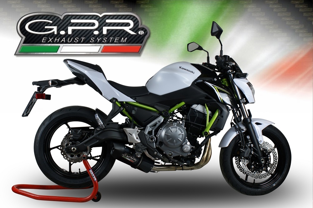 GPR exhaust compatible with  Kawasaki Ninja 650 2023-2024, Furore Nero, Homologated silencer for noise including full line,db killer and catalyst compliant for inspection 