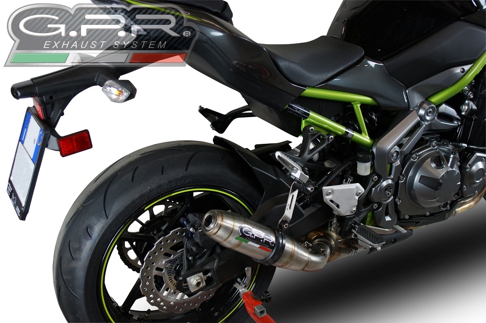 GPR exhaust compatible with  Kawasaki Z 900 E 2017-2020, Deeptone Inox, Homologated legal slip-on exhaust including removable db killer and link pipe 