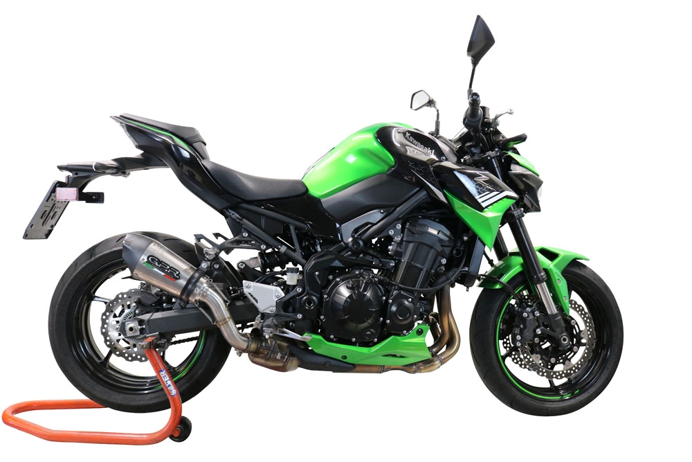 GPR exhaust compatible with  Kawasaki Z 900 E 2020-2024, Gpe Ann. titanium, Homologated legal slip-on exhaust including removable db killer and link pipe 