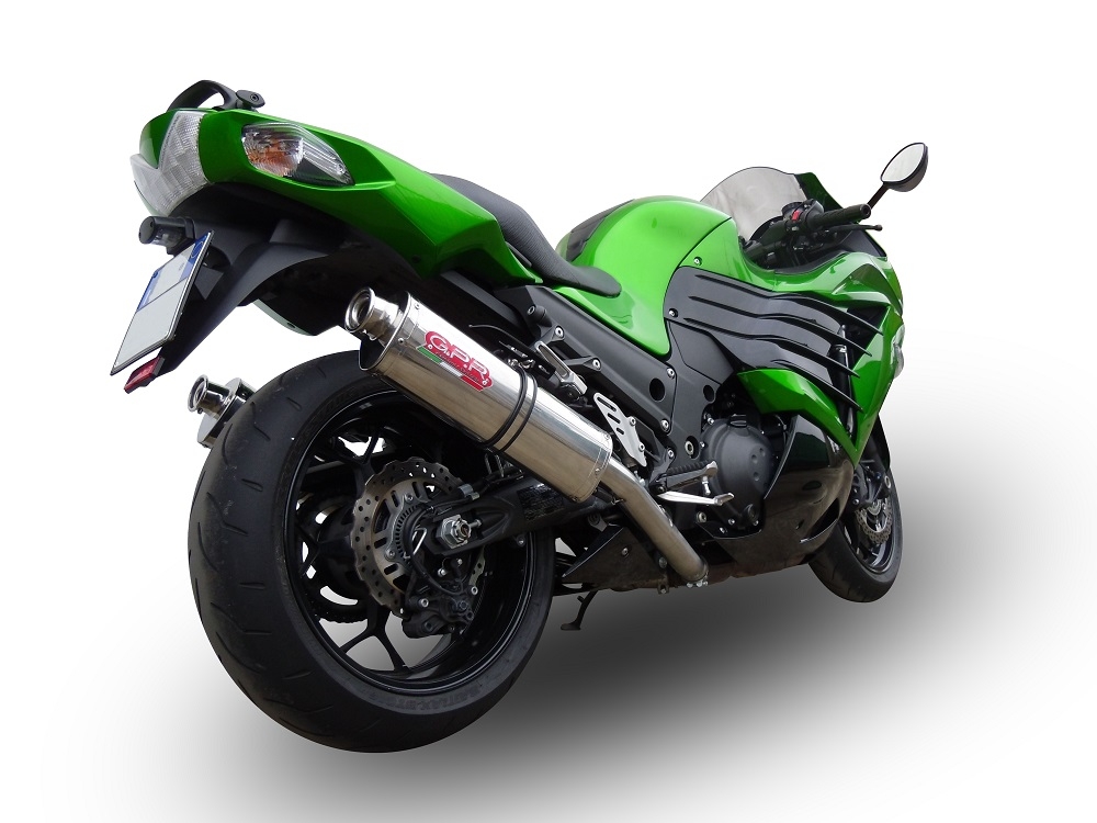 GPR exhaust compatible with  Kawasaki Zzr 1400 2012-2016, Trioval, Dual Homologated legal slip-on exhaust including removable db killers and link pipes 