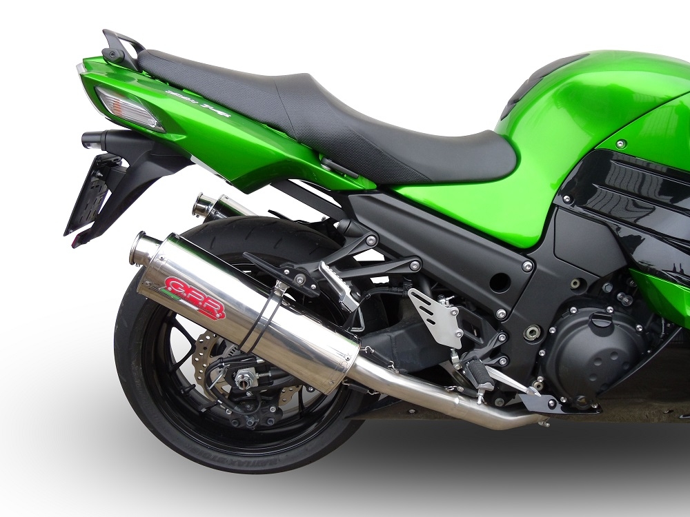 GPR exhaust compatible with  Kawasaki Zzr 1400 2012-2016, Trioval, Dual Homologated legal slip-on exhaust including removable db killers and link pipes 