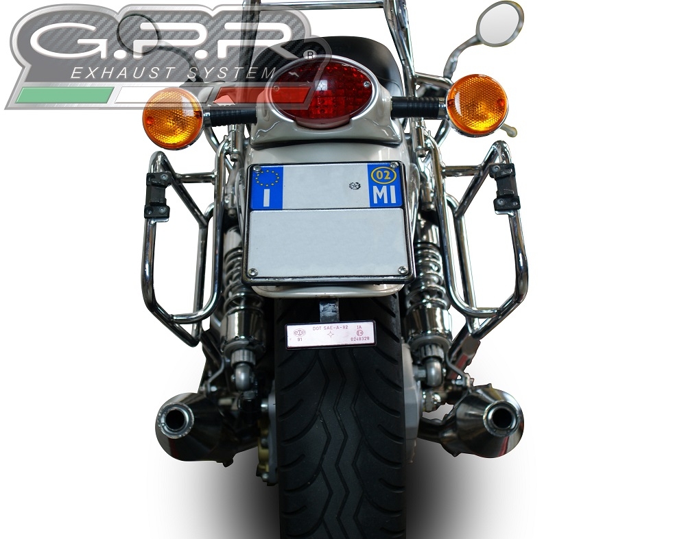 GPR exhaust compatible with  Moto Guzzi California 1100 Special-Stone-Sport-Ev-Alu 1997-2002, Vintacone, Dual Homologated legal slip-on exhaust including removable db killers and link pipes 