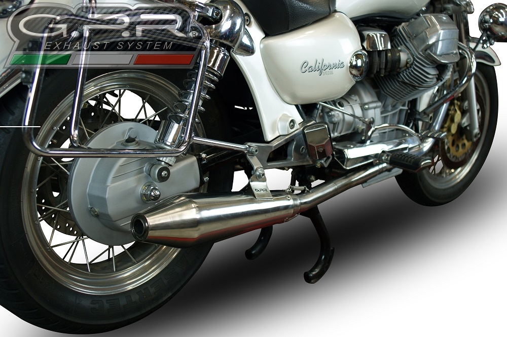 GPR exhaust compatible with  Moto Guzzi California 1100 Special-Stone-Sport-Ev-Alu 1997-2002, Vintacone, Dual Homologated legal slip-on exhaust including removable db killers and link pipes 