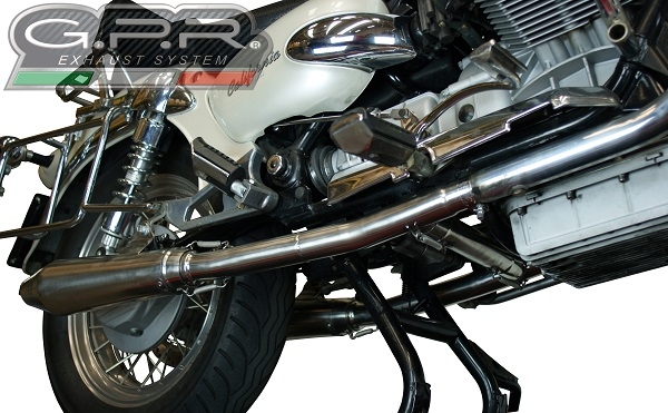 GPR exhaust compatible with  Moto Guzzi California 1100 Special-Stone-Sport-Ev-Alu 1997-2002, Vintacone, Dual Homologated legal slip-on exhaust including removable db killers and link pipes 