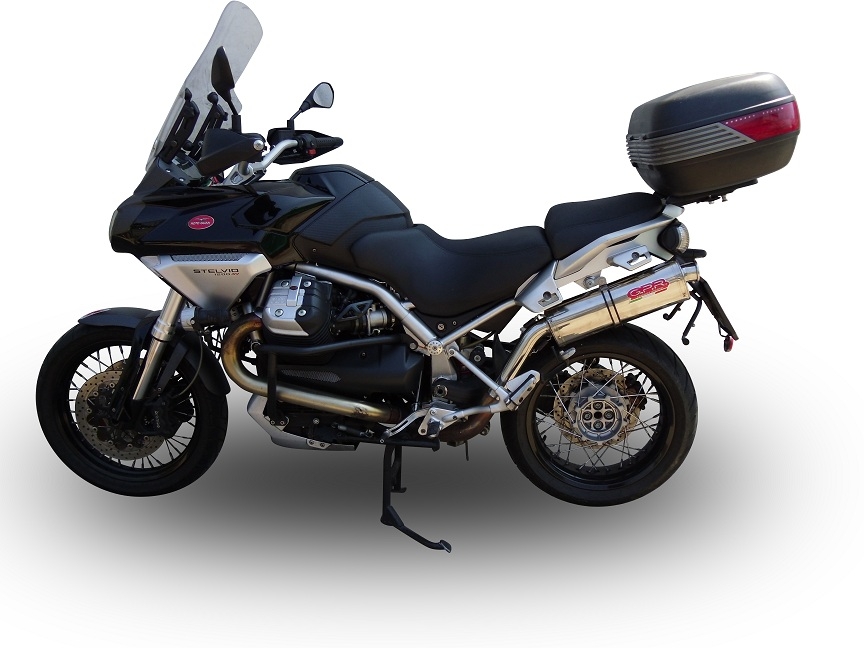 GPR exhaust compatible with  Moto Guzzi Stelvio 1200 4V  2008-2010, Trioval, Homologated legal slip-on exhaust including removable db killer and link pipe 