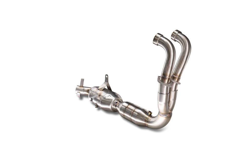 Exhaust compatible with Aprilia RS 457 2024-2025, Ghost Inox, Homologated legal full system exhaust, including removable db killer and catalyst 