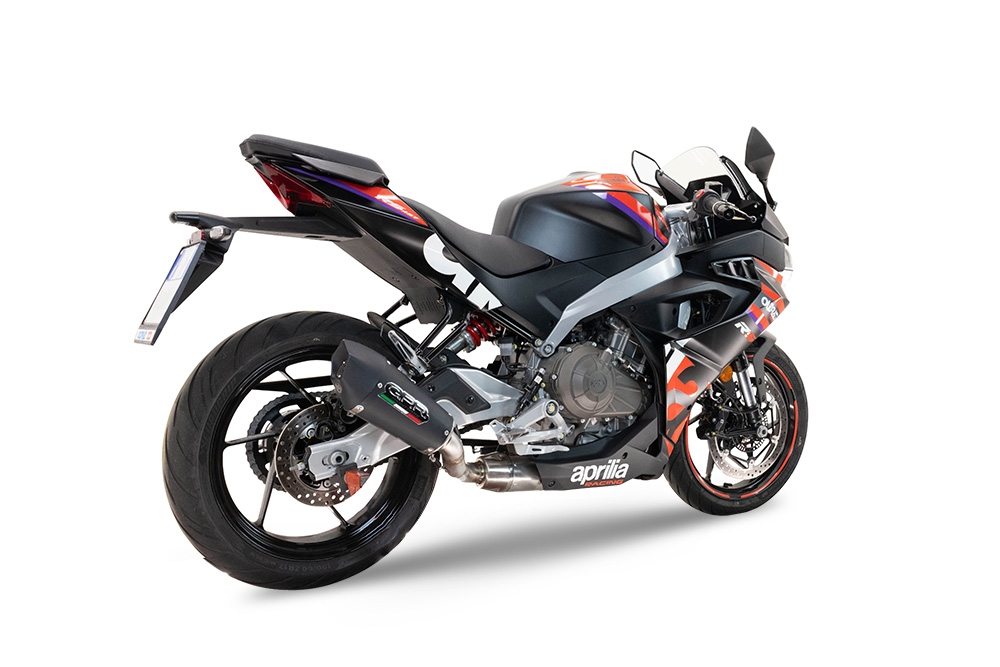 GPR exhaust compatible with  Aprilia RS 457 2024-2025, Gpe Ann. Black titanium, full system exhaust legal for UK and non-EU countries including removable db killer 