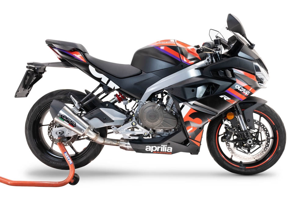 GPR exhaust compatible with  Aprilia RS 457 2024-2025, GP Evo4 Titanium, Homologated legal full system exhaust, including removable db killer and catalyst 