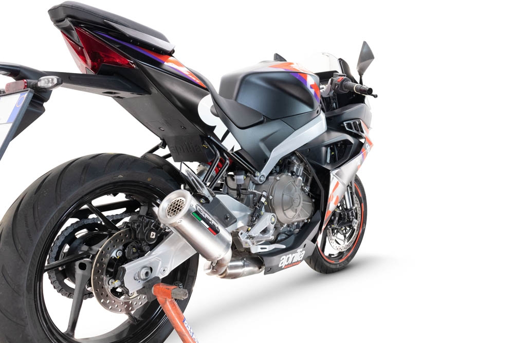 GPR exhaust compatible with  Aprilia RS 457 2024-2025, M3 Inox , Homologated legal full system exhaust, including removable db killer and catalyst 