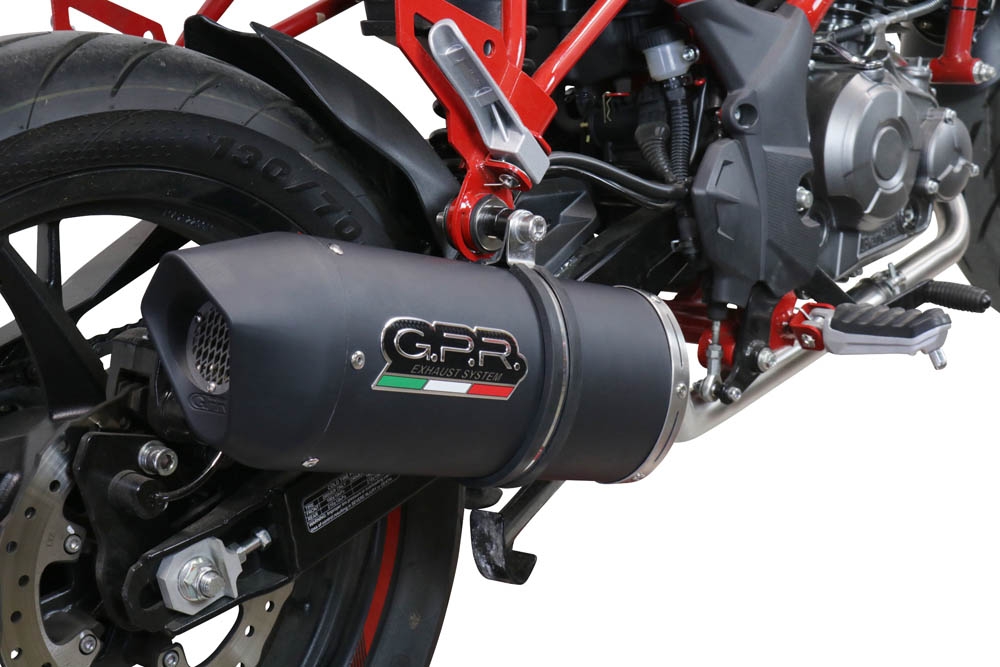 GPR exhaust compatible with  Benelli Bn 125 2018-2020, Furore Evo4 Nero, Homologated legal full system exhaust, including removable db killer and catalyst 