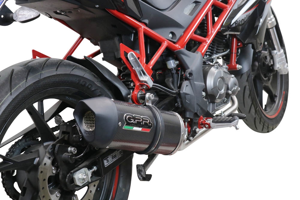 GPR exhaust compatible with  Benelli Bn 125 2021-2024, Furore Evo4 Poppy, full system exhaust legal for UK and non-EU countries including removable db killer 