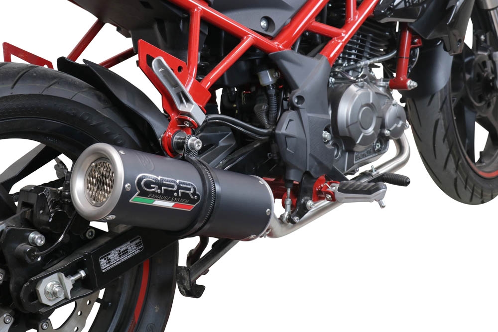 GPR exhaust compatible with  Benelli Bn 125 2018-2020, M3 Black Titanium, Homologated legal full system exhaust, including removable db killer and catalyst 