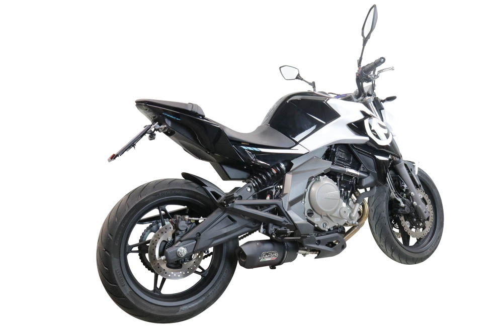 GPR exhaust compatible with  Cf Moto 400 NK 2019-2020, Furore Nero, Slip-on exhaust legal for UK and non-EU markets including link pipe and removable db killer 