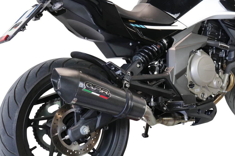 GPR exhaust compatible with  Cf Moto 400 NK 2019-2020, GP Evo4 Poppy, Homologated legal slip-on exhaust including removable db killer, link pipe and catalyst 