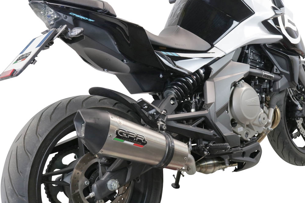 GPR exhaust compatible with  Cf Moto 400 NK 2021-2023, GP Evo4 Titanium, Homologated legal slip-on exhaust including removable db killer, link pipe and catalyst 