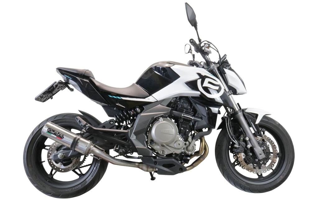 GPR exhaust compatible with  Cf Moto 650 Nk 2021-2024, M3 Inox , Homologated legal slip-on exhaust including removable db killer, link pipe and catalyst 