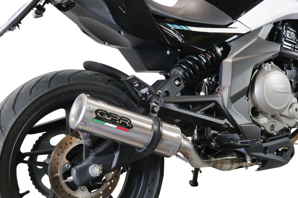 GPR exhaust compatible with  Cf Moto 650 Nk 2021-2024, M3 Inox , Homologated legal slip-on exhaust including removable db killer, link pipe and catalyst 