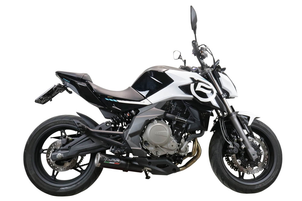 GPR exhaust compatible with  Cf Moto 650 Nk 2021-2024, M3 Black Titanium, Slip-on exhaust legal for UK and non-EU markets including link pipe and removable db killer 