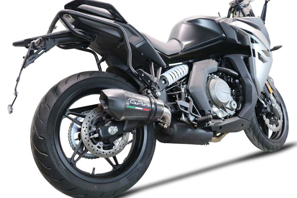 GPR exhaust compatible with  Cf Moto 650 Gt 2022-2024, GP Evo4 Poppy, Homologated legal slip-on exhaust including removable db killer and link pipe 