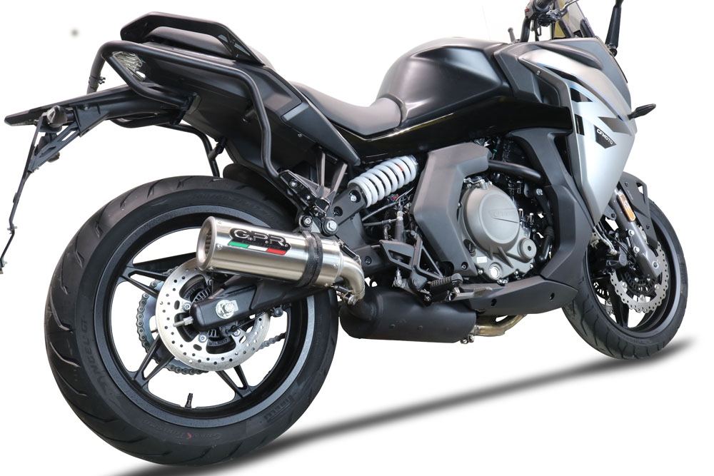 GPR exhaust compatible with  Cf Moto 650 Gt 2022-2024, M3 Titanium Natural, Homologated legal slip-on exhaust including removable db killer and link pipe 